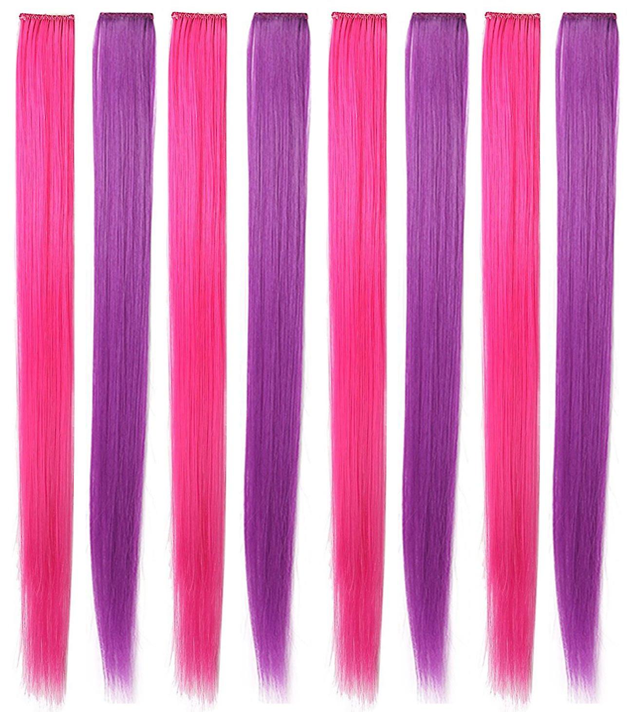 Extensiones de cabello rosa y morado para niñas Extensiones de cabello de  colores para fiestas de princesas destacadas de 21 pulgadas Clip In/on para  niñas y niños Accesorios para YONGSHENG 8390615977203